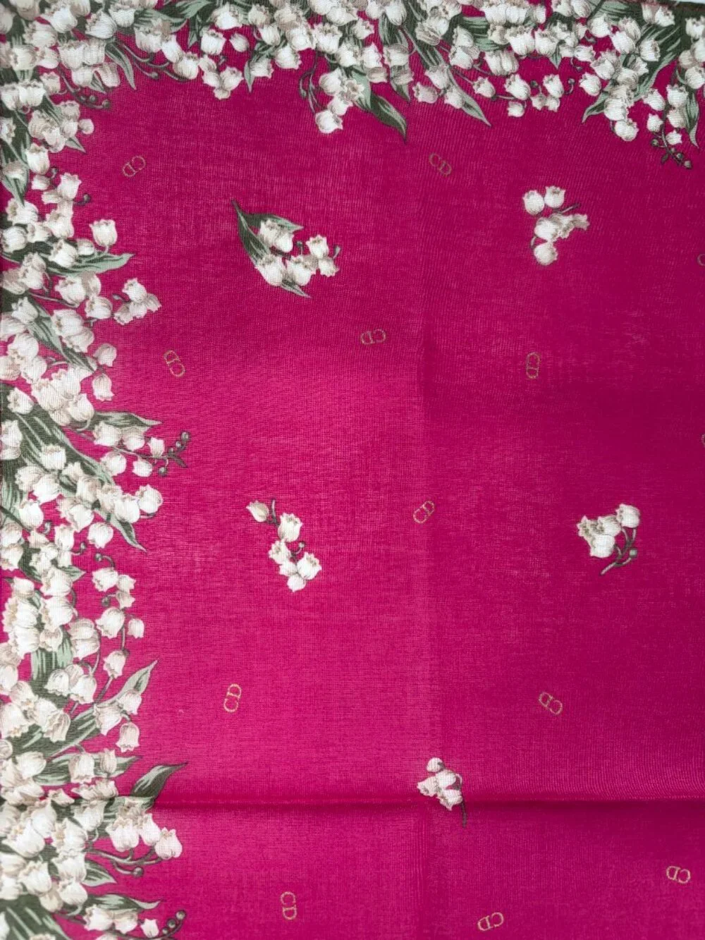 Vintage Christian Dior Lily of the Valley Cotton Scarf